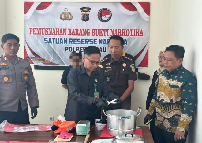 Sat Resnarkoba Polres Berau Musnahkan 28,51 Gram Sabu dari Enam Perkara